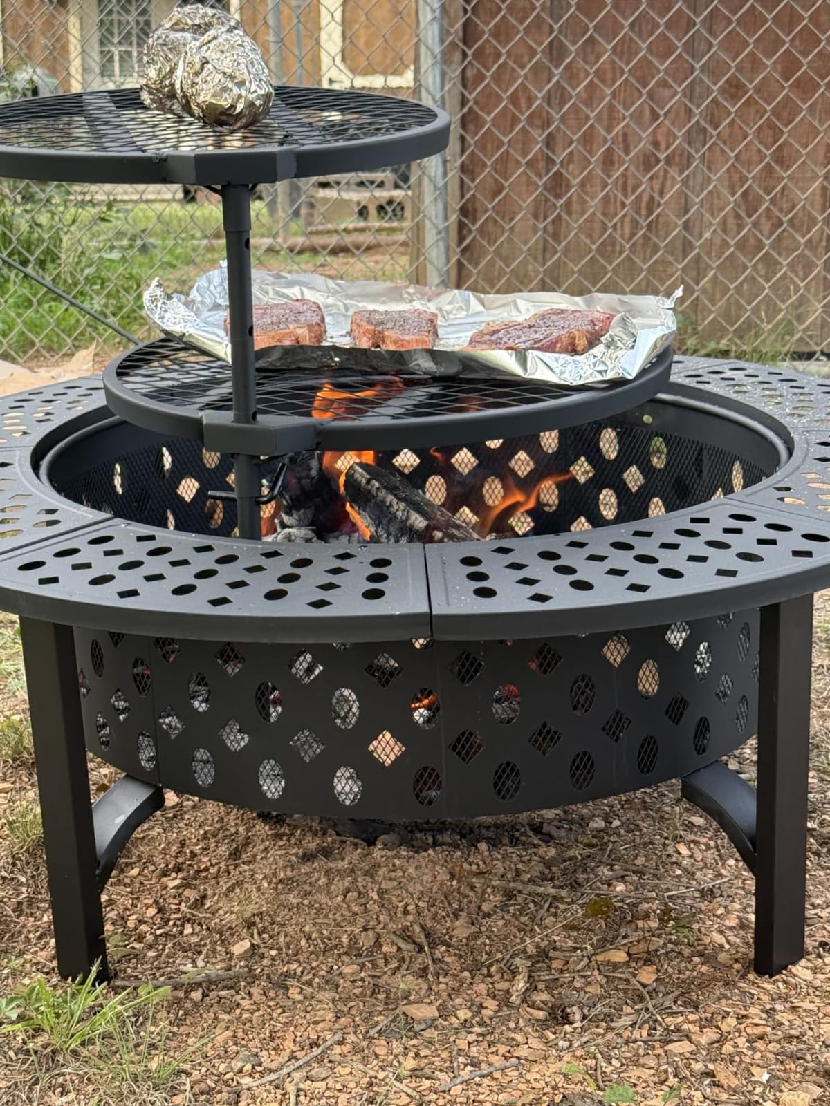 OutVue 42 Inch Smokeless Fire Pit with 2 Grills, Large Firepits for Outside customer photo 2