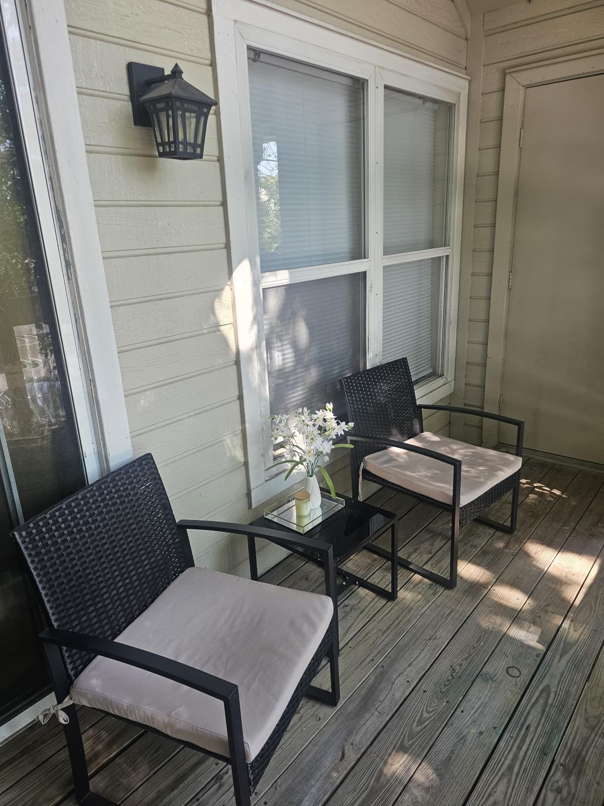 Murago Outdoor 3-Piece Wicker Bistro Set, Patio Conversation Set customer photo 2