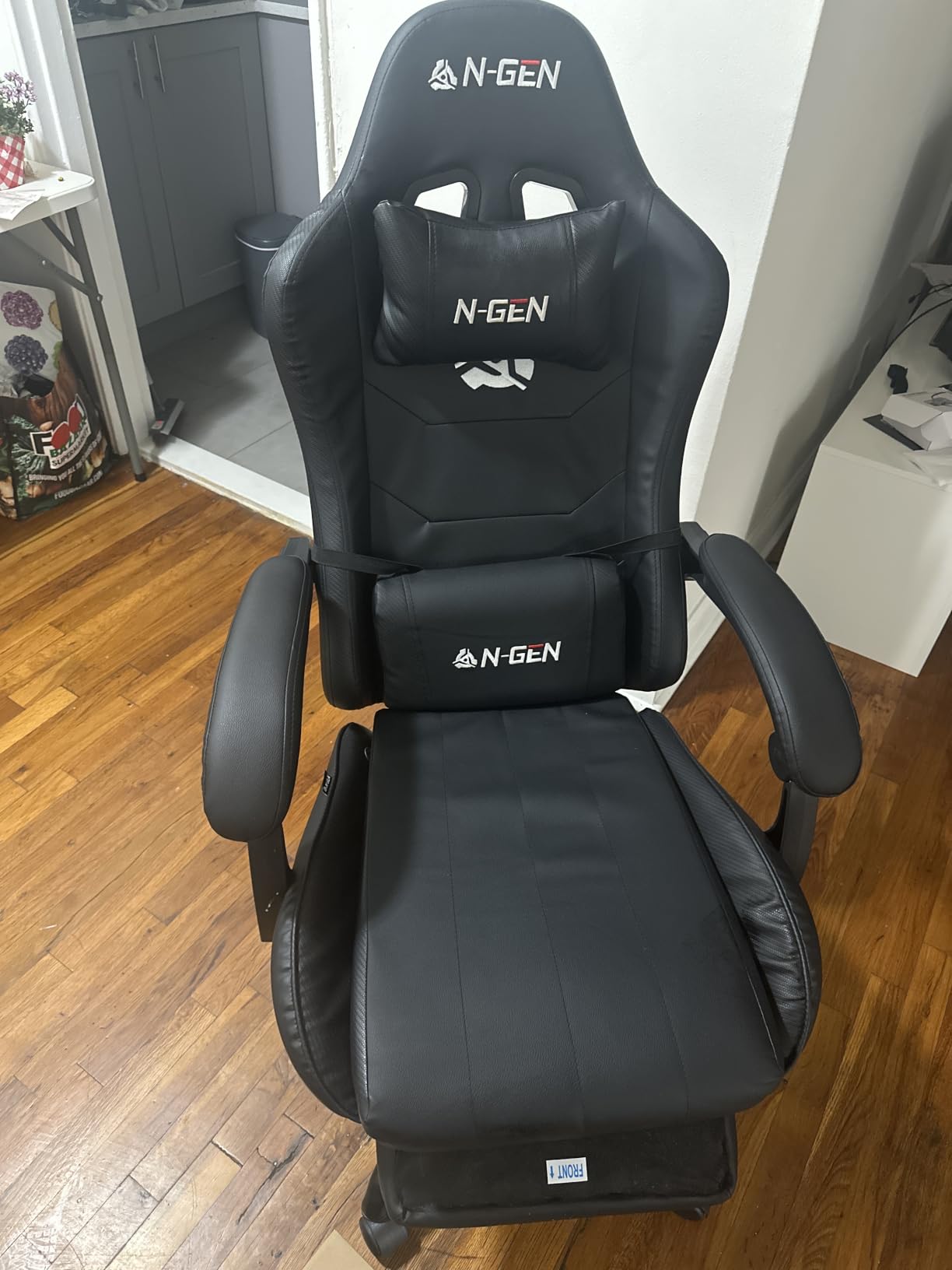 N-GEN GAMING Gaming Chair with Footrest, Lumbar, High-Back, All Black customer photo 1
