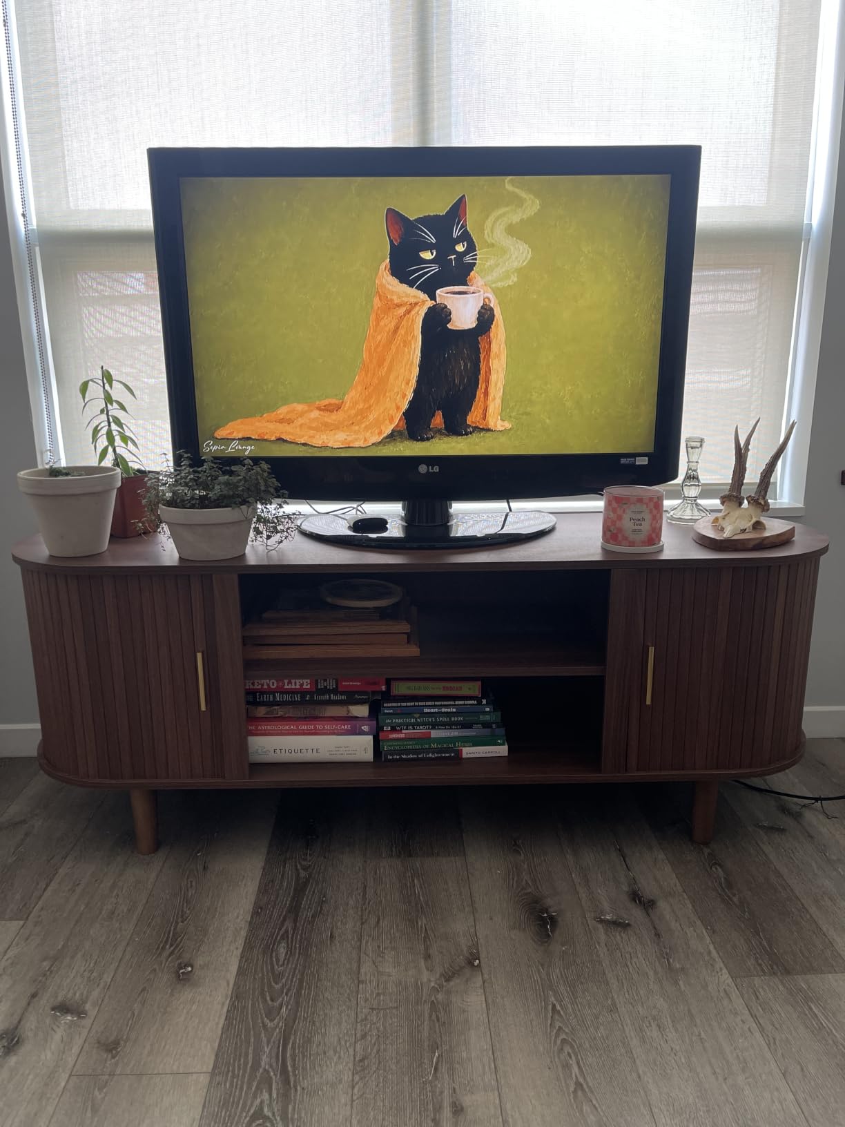 VASAGLE 70 Inch TV Stand, Mid Century Entertainment Center with Storage customer photo 1