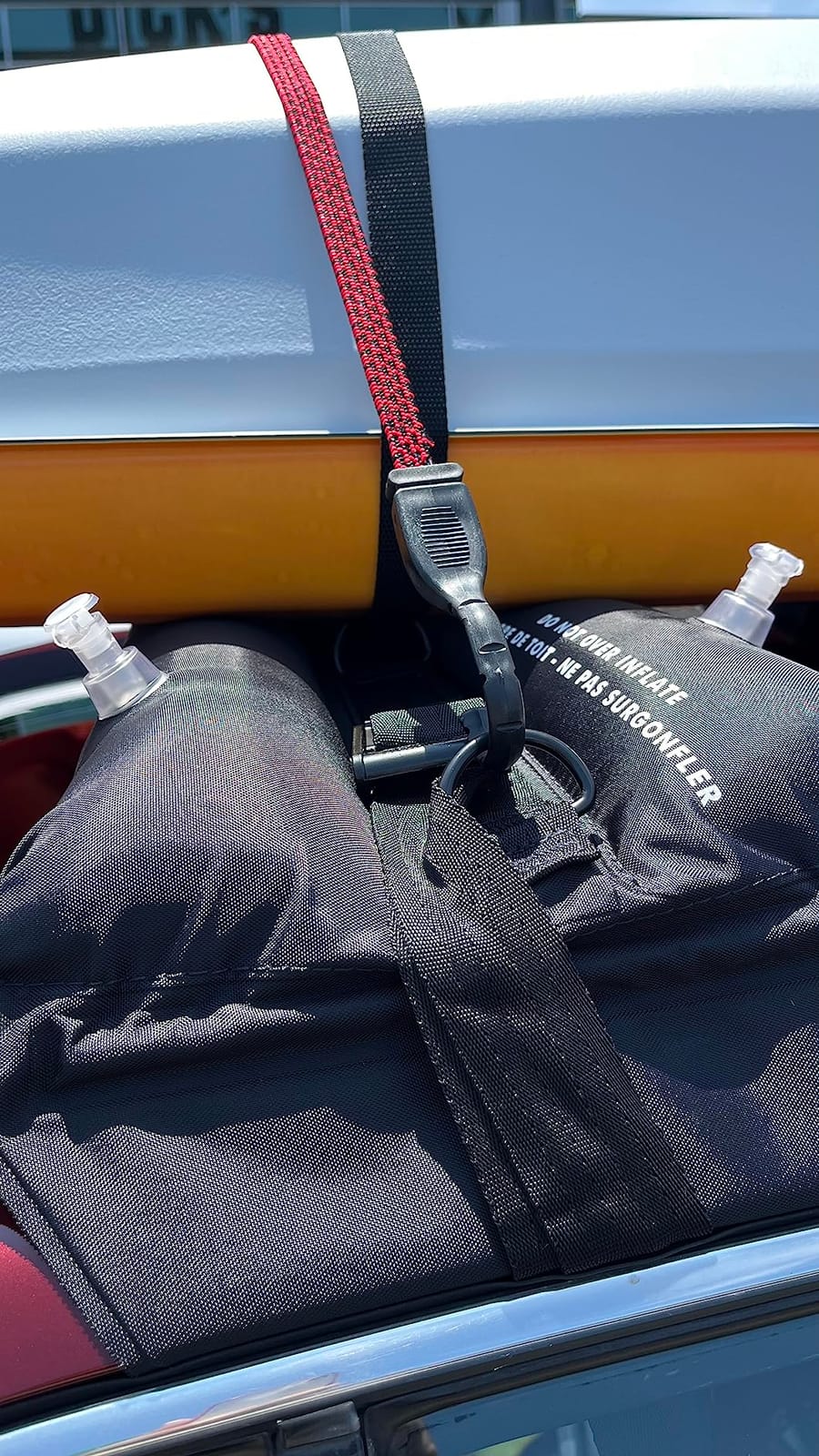 Universal Inflatable Soft Roof Rack Bars (Pair); Tie-Downs and Bow and Stern Lines Included; Carrier for Kayaks, Canoes, Surfboards and SUPs; Fits Cars and SUVs customer photo 2