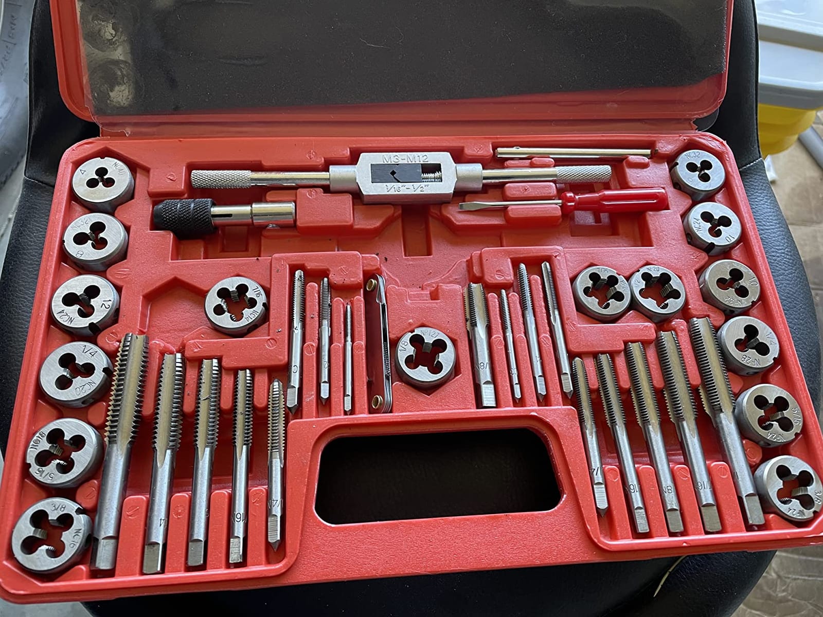 EFFICERE 40-Piece Premium Tap and Die Set, SAE Unified Screw Thread, Size #4 to 1/2” | Include UNC Coarse, UNF Fine and NPT Threads | Essential Threading Tool Kit with Complete Handles and Accessories customer photo 2
