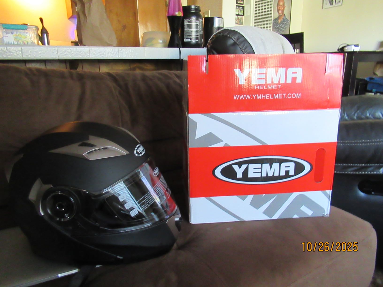 Motorcycle Modular Full Face Helmet DOT Approved - YEMA Helmet YM-925 Motorbike Casco Moto Moped Street Bike Racing Helmet with Sun Visor for Adult Youth Men and Women customer photo 2
