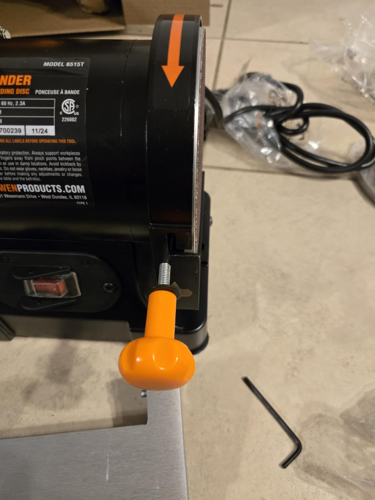 WEN Benchtop Belt and Disc Sander with 1 x 30 in. Belt and 5 in. Sanding Disc (6515T) customer photo 1