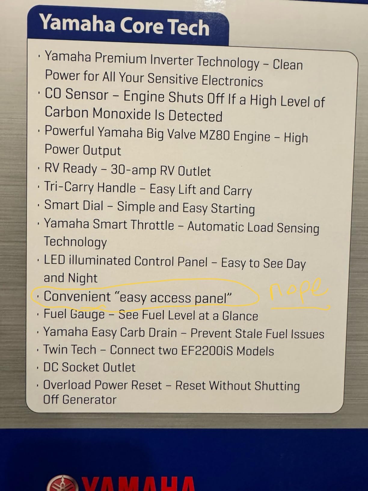 YAMAHA EF2200iS Inverter Generator, 2200 Watts, Blue customer photo 2