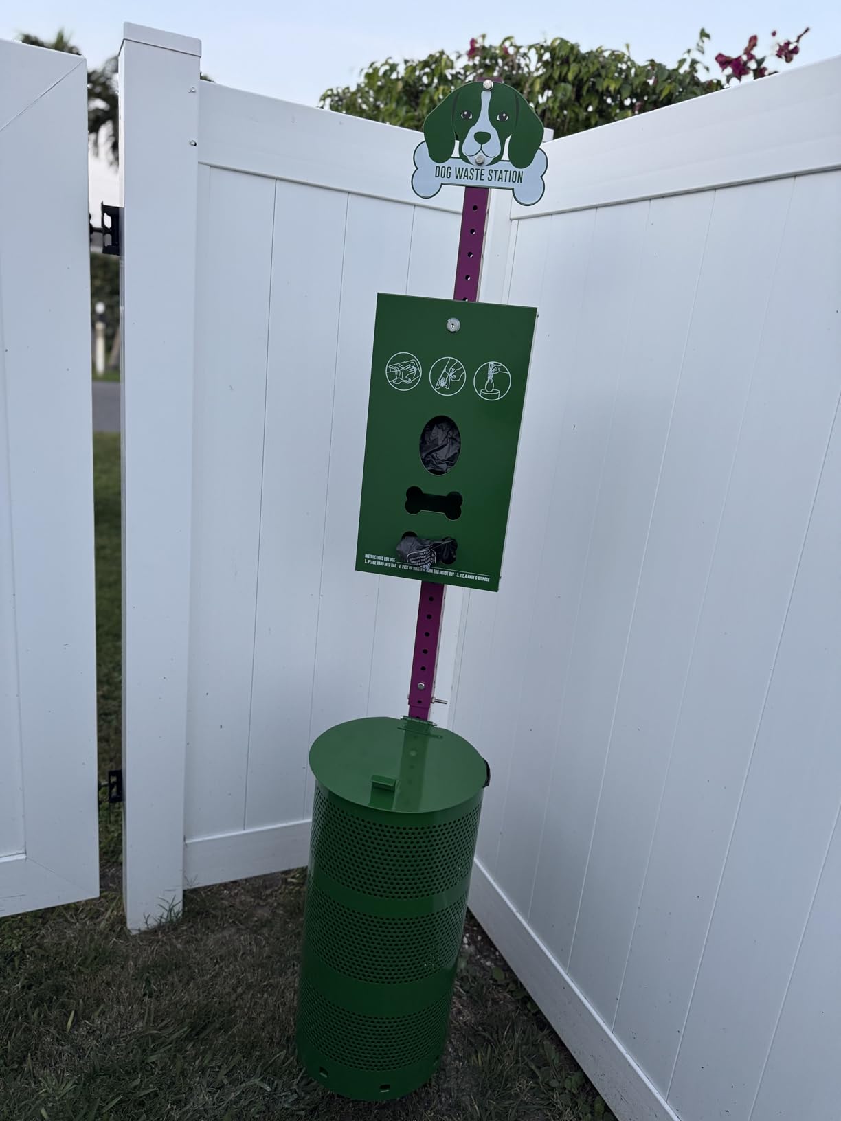 Flybold Dog Waste Station - Outdoor Dog Poop Trash Can with Poop Bag Dispenser - 400 Roll Bags, 100 Pull Bags, 50 Can Liners - Pet Waste Bag Disposal System for Parks and Public Spaces - 13x26 Inches customer photo 1