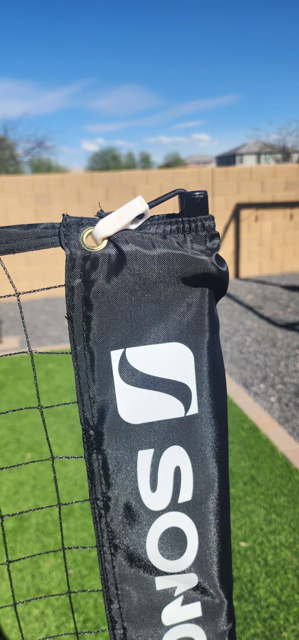 SONGMICS Badminton Net, Height Adjustable Volleyball Net, Pickleball Net for Junior Tennis, Kids, Indoor Outdoor Court, Foldable Nylon Net with Poles 10ft/13ft/16.5ft Wide customer photo 1