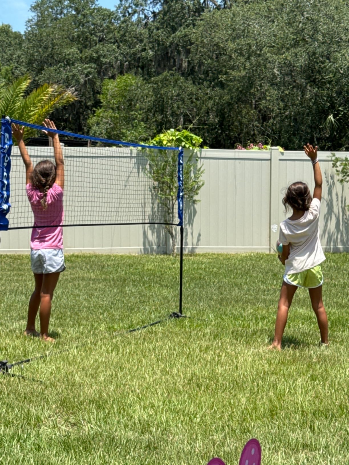 SONGMICS Badminton Net, Height Adjustable Volleyball Net, Pickleball Net for Junior Tennis, Kids, Indoor Outdoor Court, Foldable Nylon Net with Poles 10ft/13ft/16.5ft Wide customer photo 2