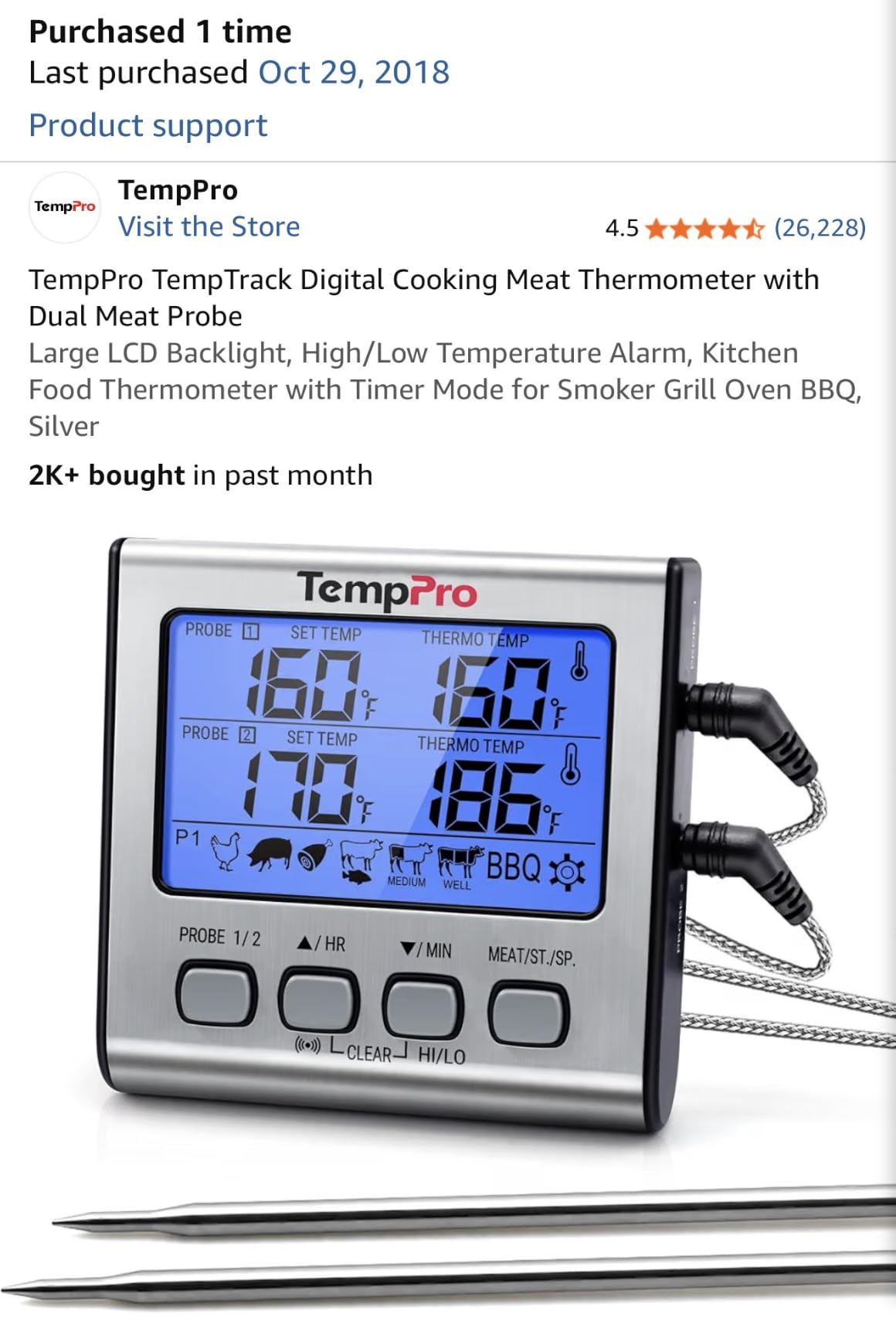 TempPro TempTrack Digital Meat Thermometer with 4 Temperature Probes customer photo 2