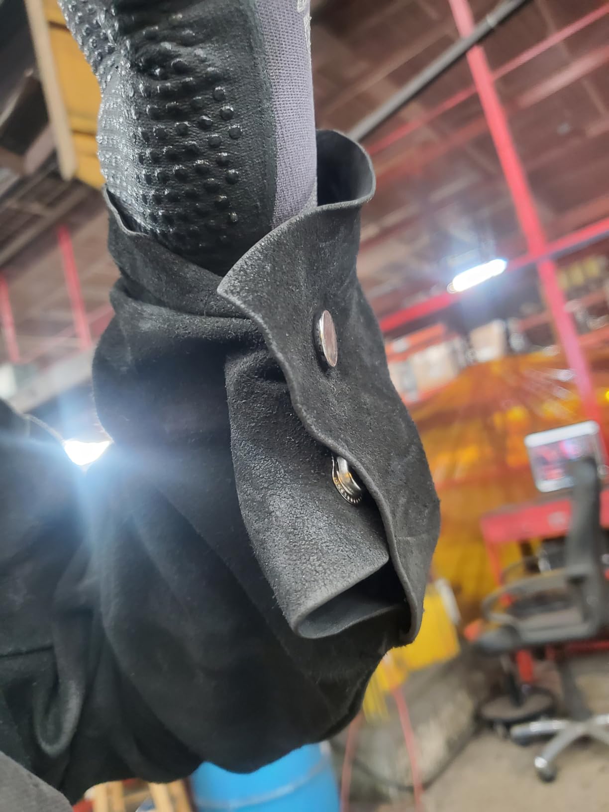 Black Leather Welding Jacket, Heavy Duty FR Split Cowhide Leather Work Safety Jackets, Welder Jackets for Men & Women customer photo 2