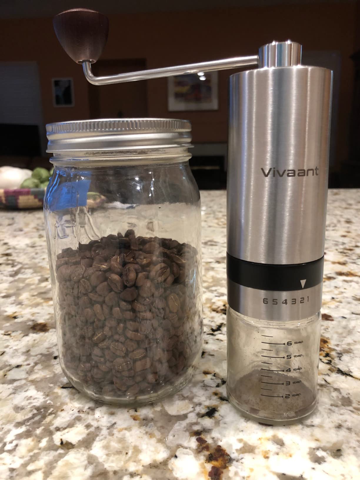 Vivaant Manual Coffee Grinder Hand Crank, Stainless Steel Conical Burr Mill customer photo 2