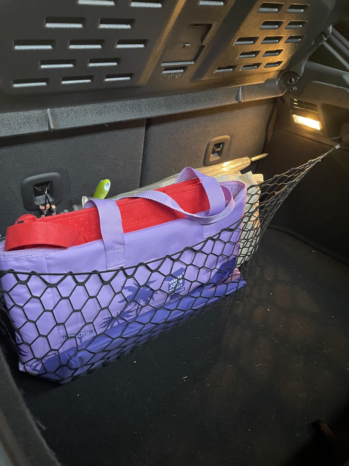 Amiss Cargo Net Stretchable, Car Exterior Accessories, Adjustable Elastic Trunk Storage Net with Hook for SUVs, Cars and Trucks (35.4x15.8 Inch) customer photo 2