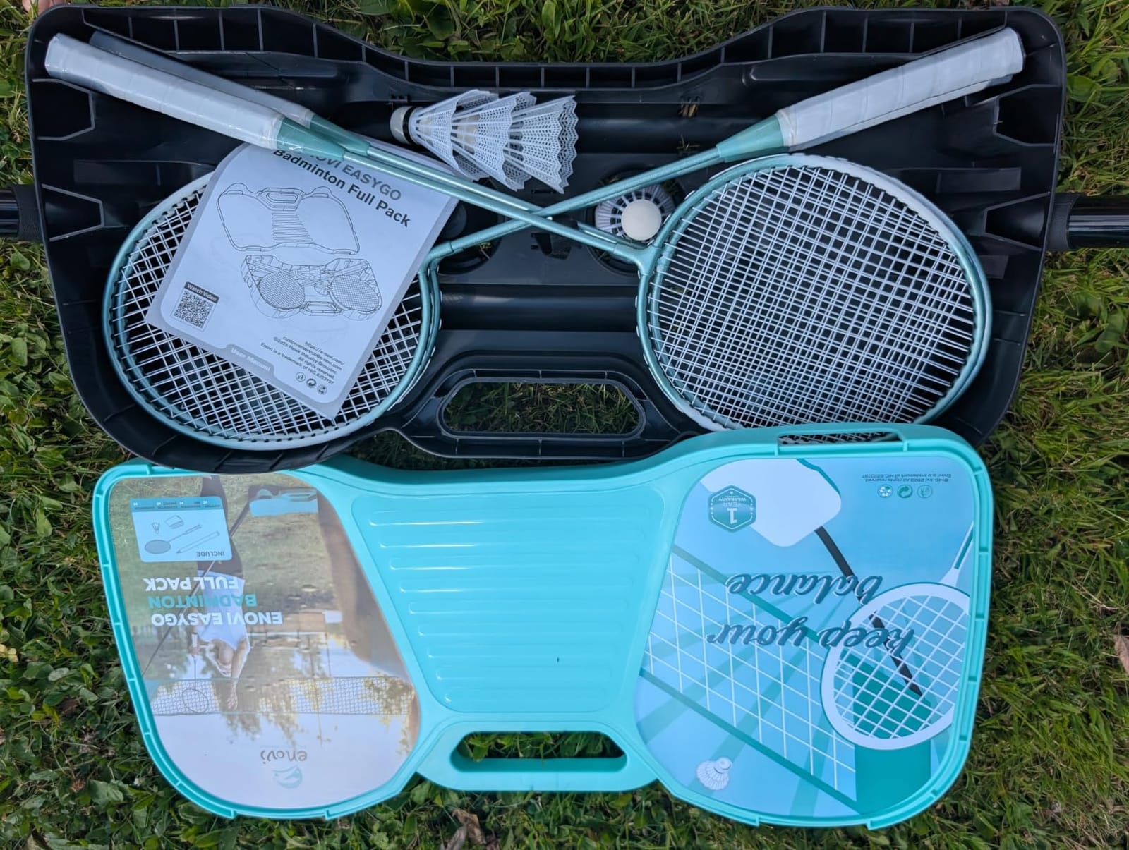 EasyGo Badminton Set with Net, 4 Rackets, 4 Shuttlecocks, Portable Storage Box, for Backyards, Outdoor Games, Yard Games customer photo 2