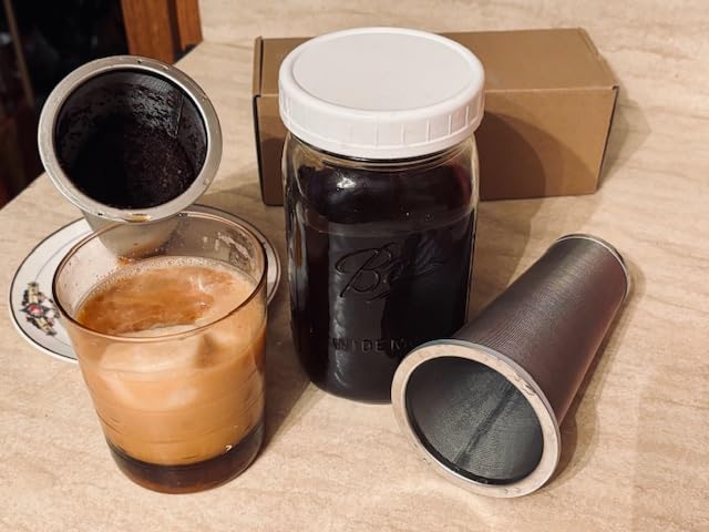 Cold Brew Coffee Filter for 64oz / 2Quart Wide Mouth Mason Jar Infuser 304 Stainless Steel Strainer with Seal Ring Design for Grounds Tea Fruit Coffee Filter customer photo 2
