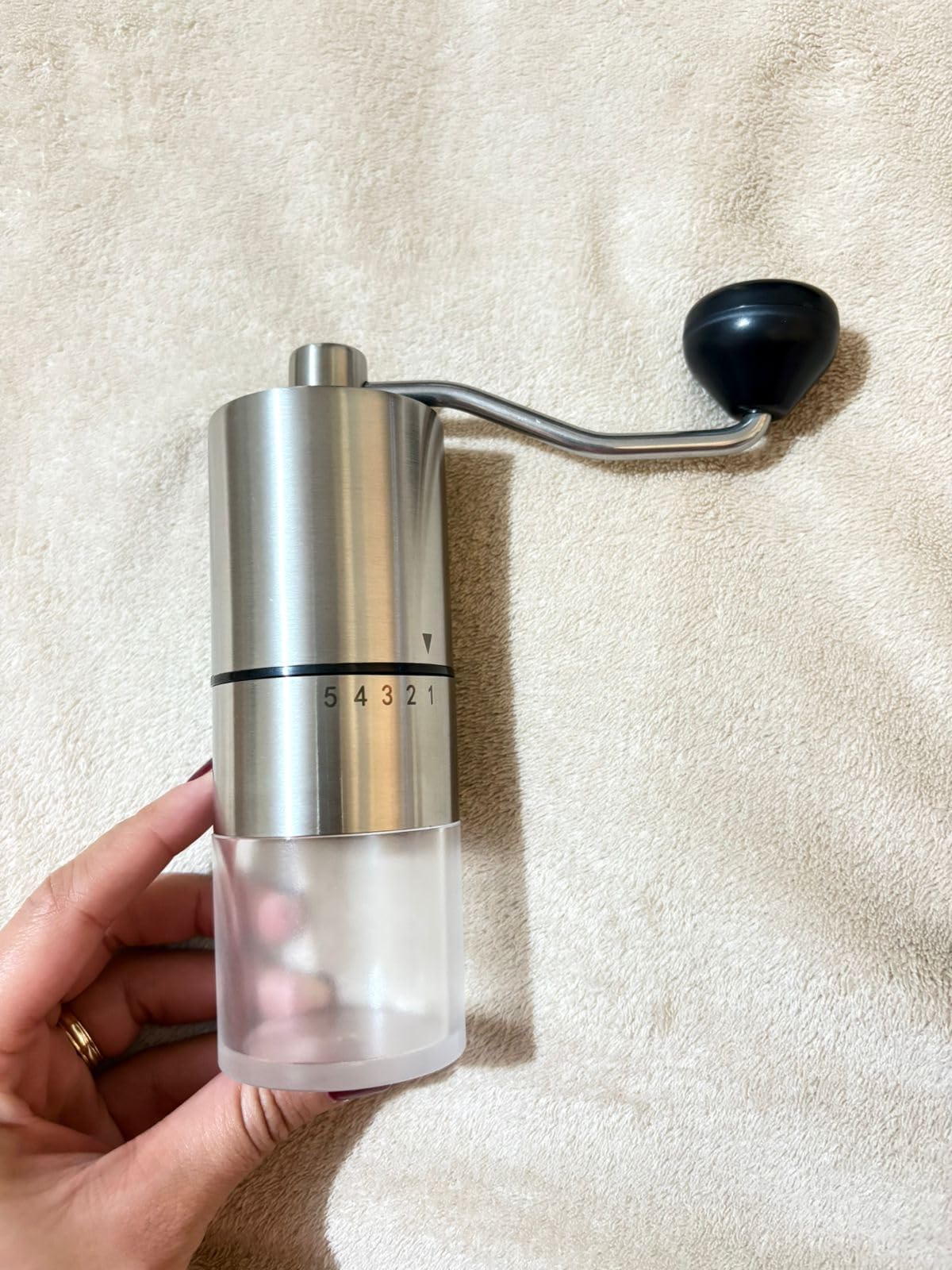 Manual Coffee Grinder With Ceramics Burr For Espresso,French Press,5 Adjustable Settings,Hand Maker with Built-In Burr,For Home Use and Camping Travel,Coffee Bean Grinders With Hand Crank customer photo 1