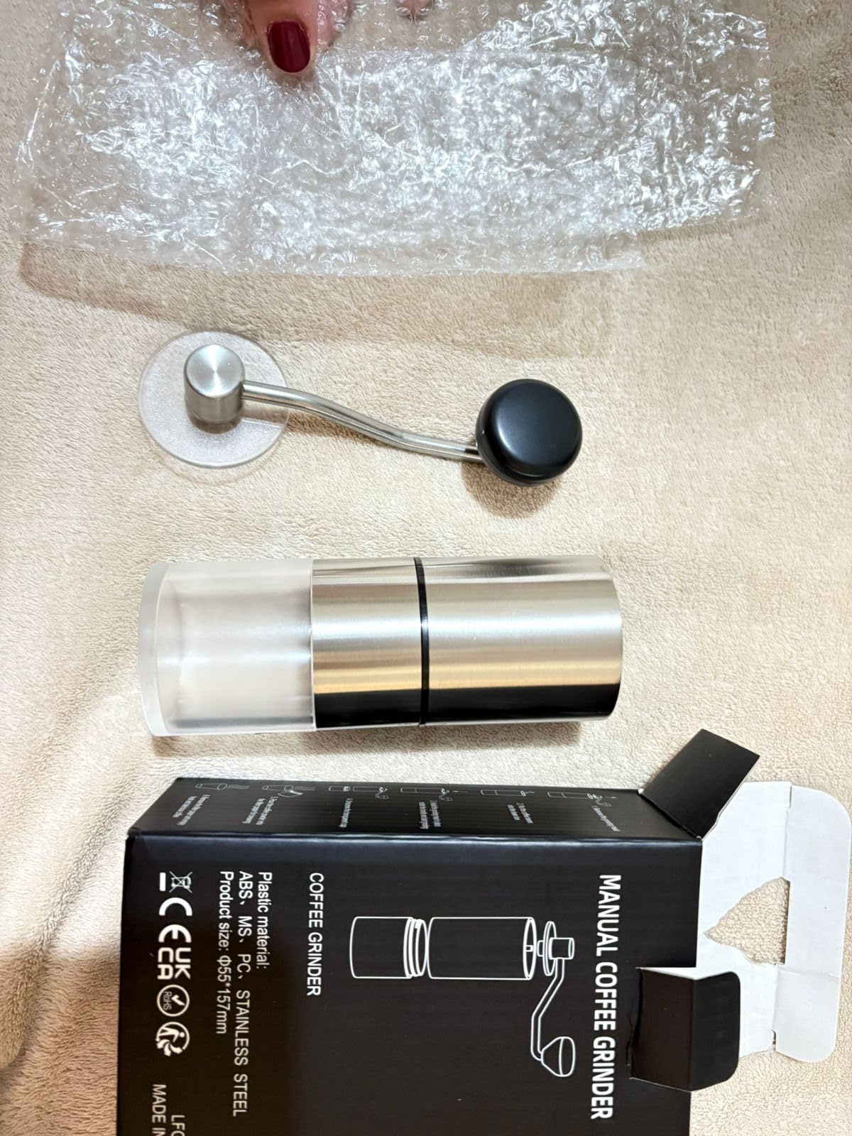 Manual Coffee Grinder With Ceramics Burr For Espresso,French Press,5 Adjustable Settings,Hand Maker with Built-In Burr,For Home Use and Camping Travel,Coffee Bean Grinders With Hand Crank customer photo 2