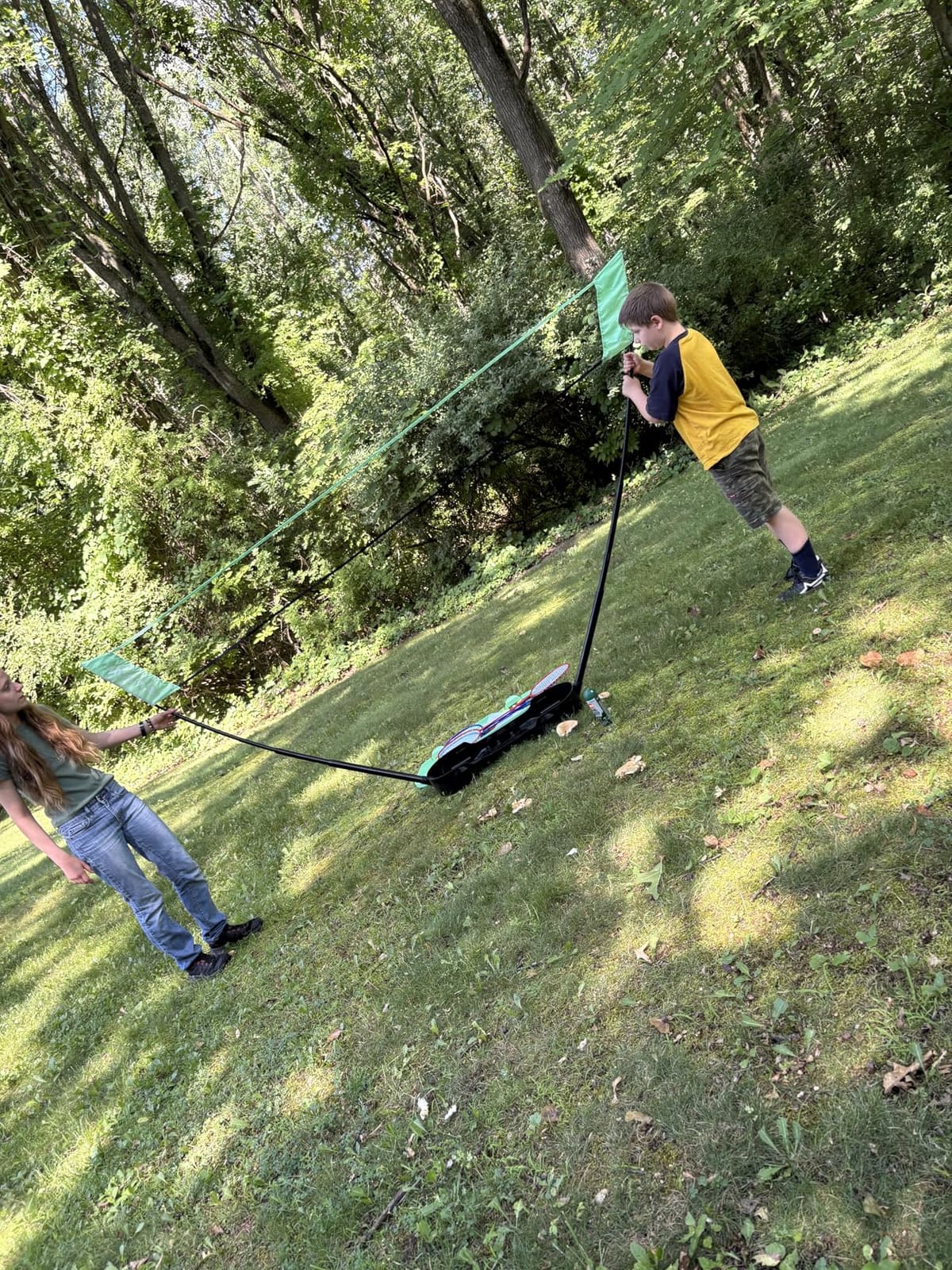 BAGAIL Portable Badminton Net Set, Pop-Up Net with Carry Case, Complete 4 Racket Set for Backyard, Park & Beach Games, Quick Setup Indoor Outdoor Sports Equipment for Backyard Fun customer photo 2