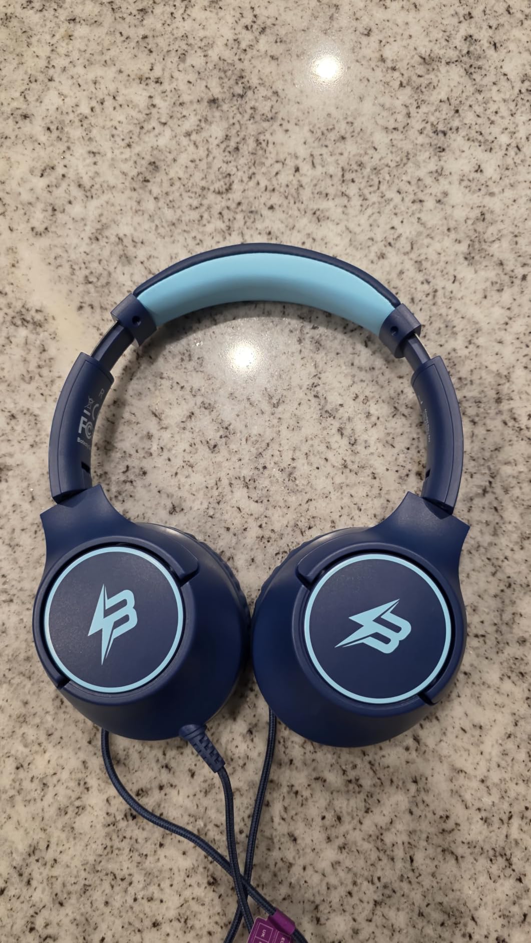 Kids Headphones Wired for School, 3.5mm Safe Volume Limited with Mic, Navy customer photo 2