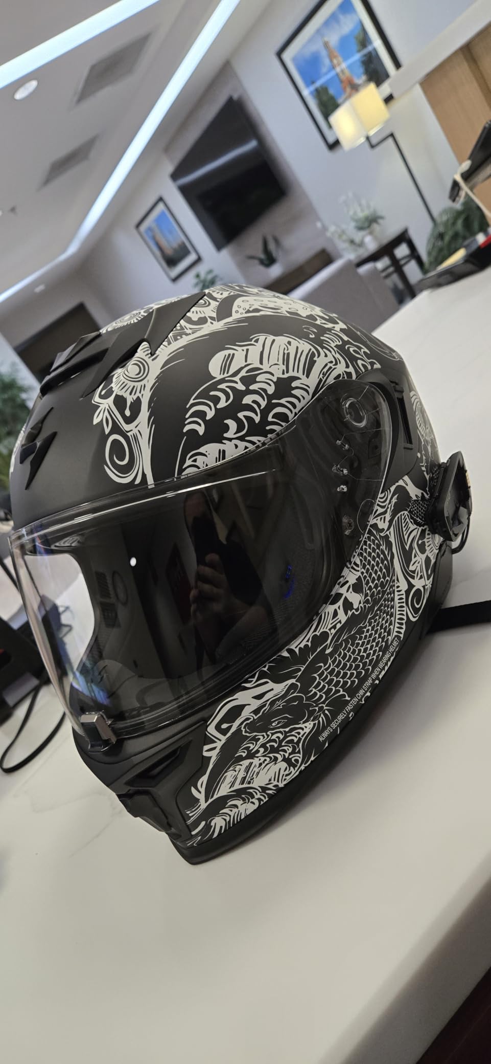 ScorpionEXO T520 Full Face Touring Motorcycle Helmet with Bluetooth Ready Speaker Pockets DOT ECE Approved Nama-Shimi (Black/Chameleon - Medium) customer photo 2