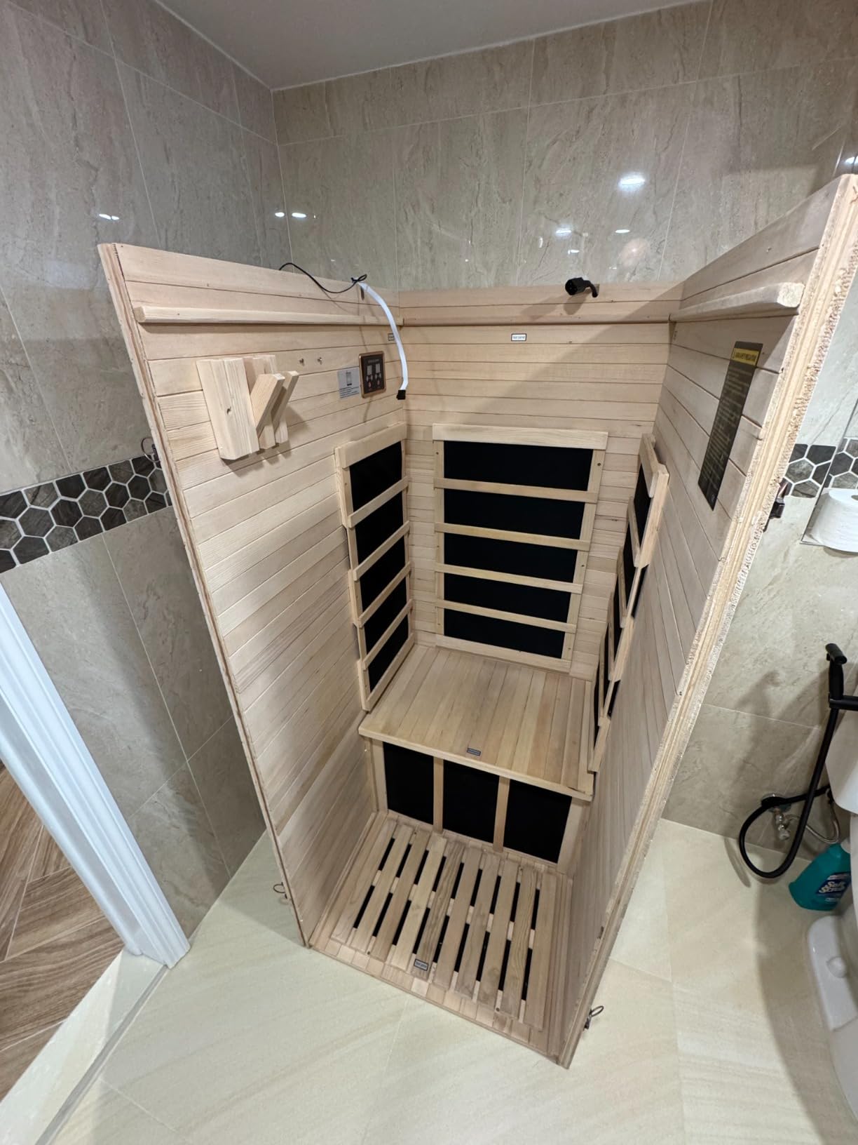 2 Person Far Infrared Sauna with Smart APP Control, Hemlock Wood Indoor Dry Sauna Room, Low EMF 2000W Fast Heating Home Sauna with Chromotherapy, Bluetooth Speakers for Home Spa Relaxation customer photo 1